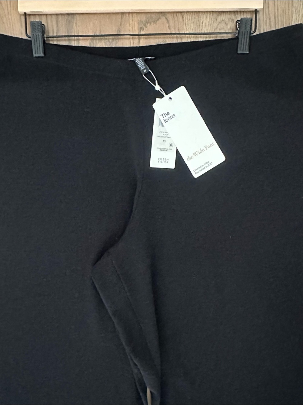 NWT Eileen Fisher Wool Knit Crepe Wide Leg Crop Pant in Black Size 1X - Picture 9 of 12